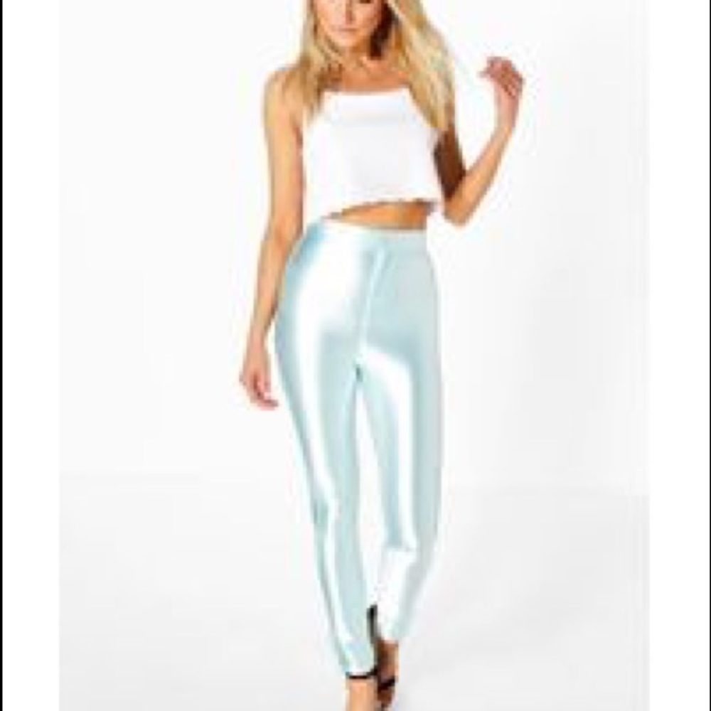 High Waist Super Stretch Satin Disco Trousers